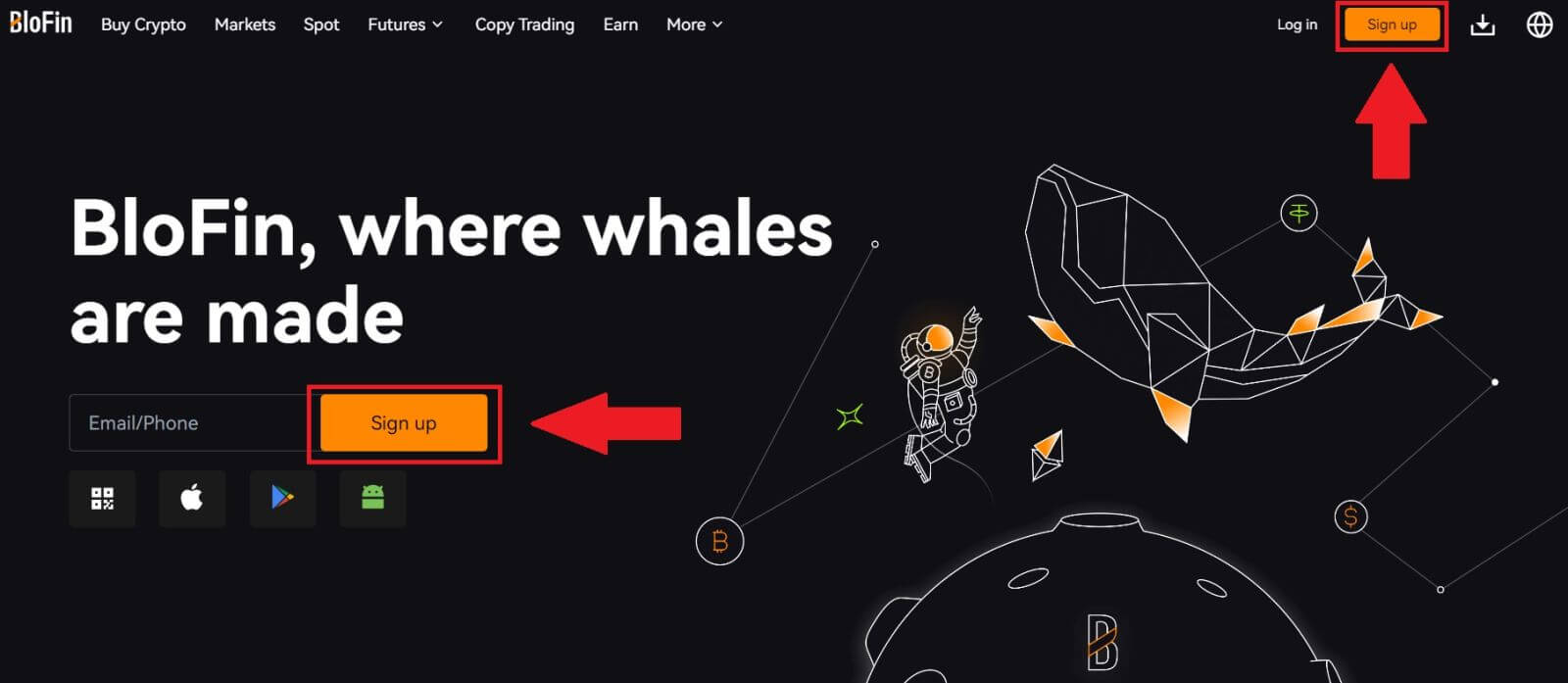 Main features of the Blofin platform: Spot Trading, Futures Trading, and Copy Trading on the Blofin crypto exchange.