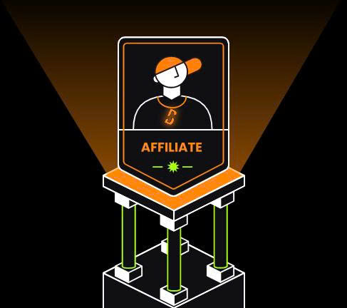 BloFin Affiliate Program with a chart showing growth and partnership