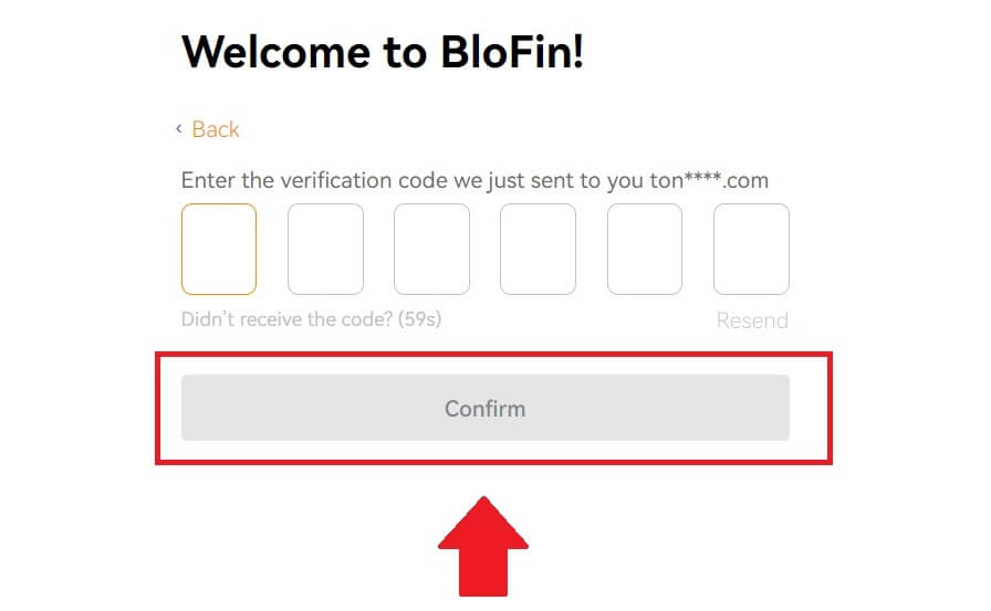 Successful registration message on Blofin.